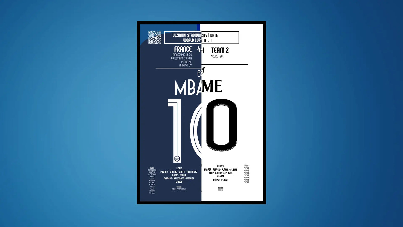 Immortalisez Votre But de Football Préféré : Créez un Poster Personnalisé Unique - Legendary Goals