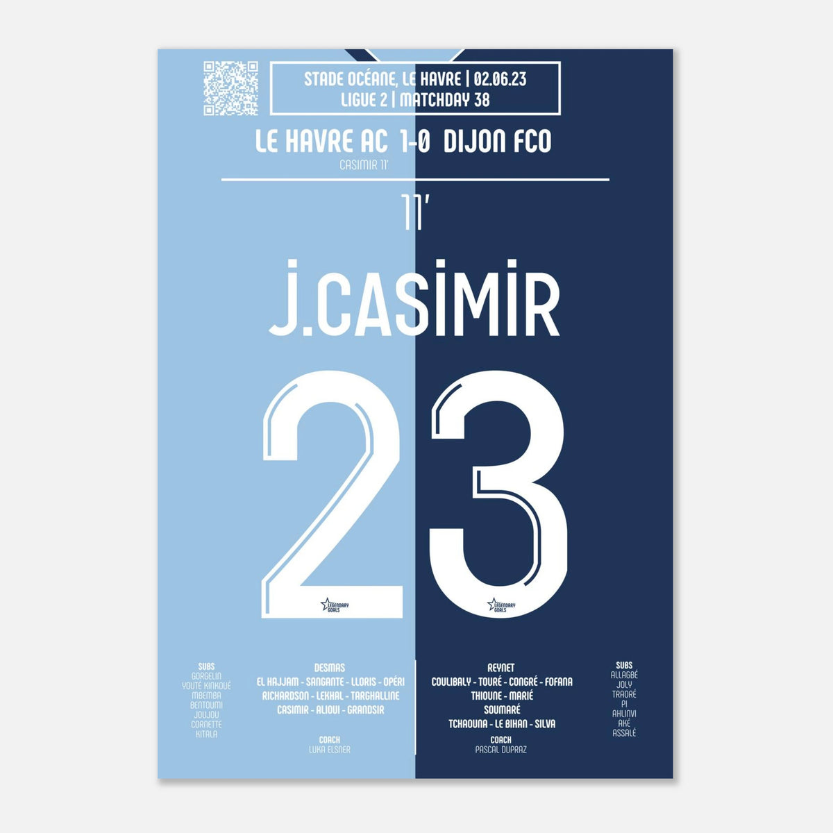 Josué Casimir – But historique contre Dijon – Le Havre Ligue 2 2023