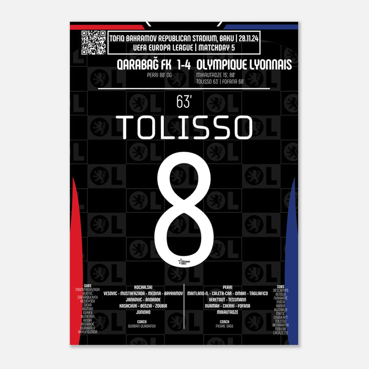 Póster del gol de Corentin Tolisso - Qarabağ vs Olympique Lyonnais 2024