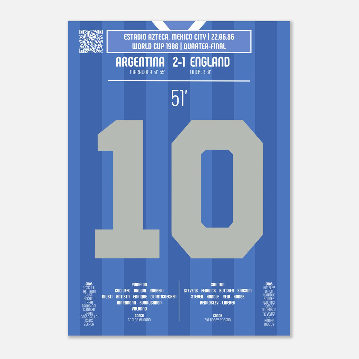 Diego Maradona: But Iconique contre l’Angleterre – Coupe du Monde 1986 - Poster / A4