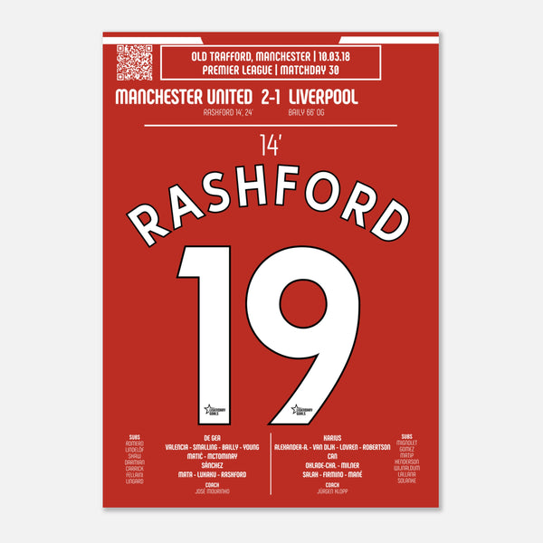 Marcus Rashford: But Iconique contre Liverpool – Premier League 2018 - Poster / A4