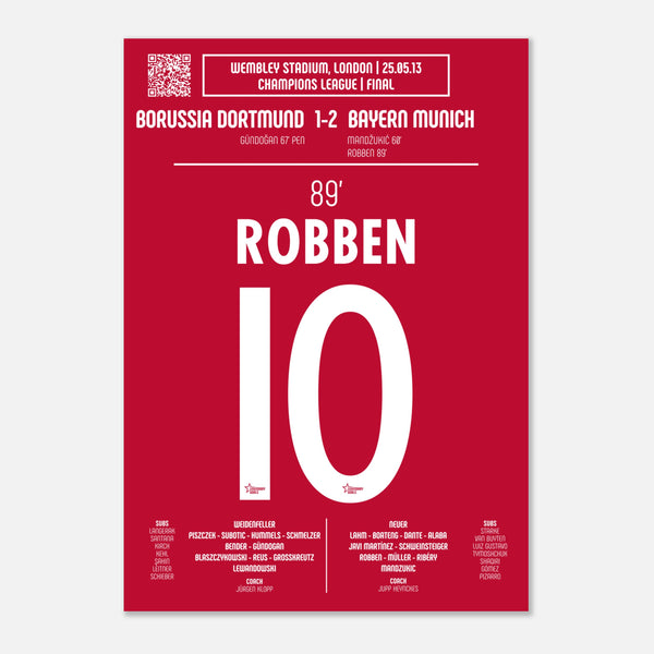 Arjen Robben: But emblématique contre Dortmund – Finale de la Ligue des champions 2013 - Poster / A4