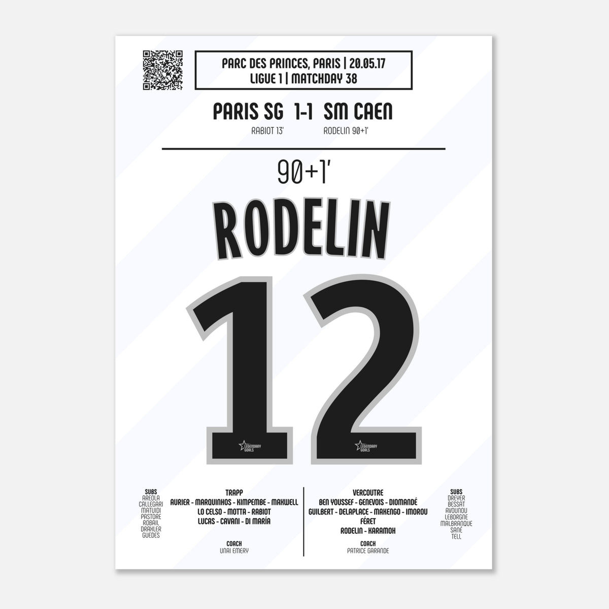 Poster de Ronny Rodelin: But Sauveur contre le PSG – Ligue 1 2017 - Poster / A4