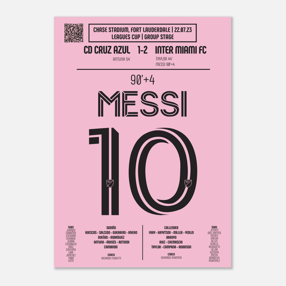 Lionel Messi: But emblématique contre Cruz Azul – Leagues Cup 2023 - Poster / A4