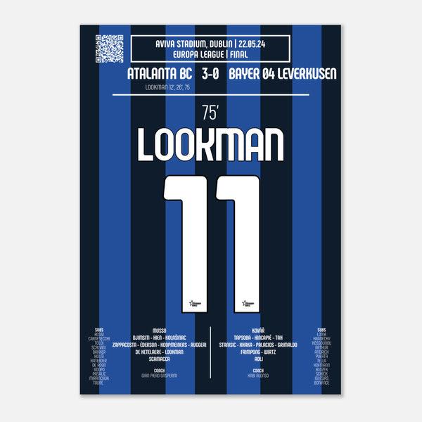 Ademola Lookman: But emblématique de la finale de la Ligue Europa 2024 - Poster / A4