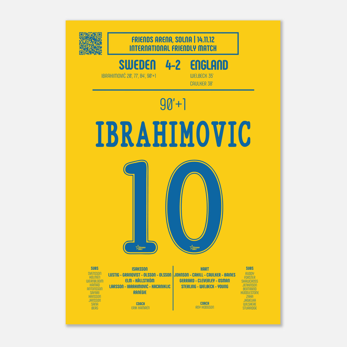 Zlatan Ibrahimović: But emblématique contre l’Angleterre – Match amical 2012 - Poster / A4