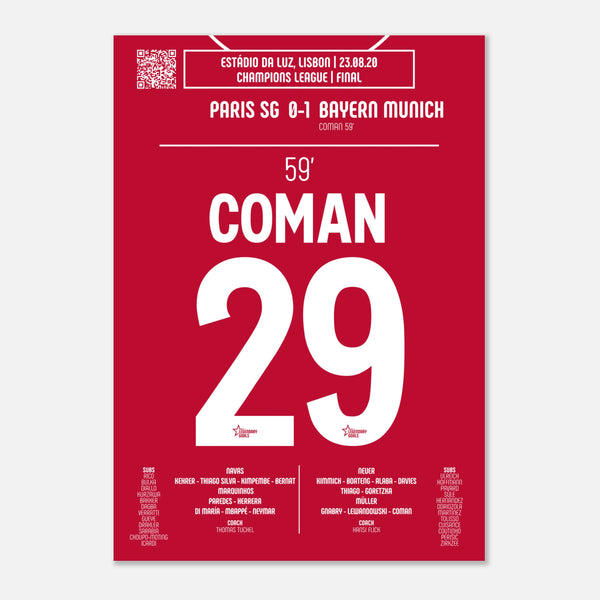 Kingsley Coman: But Iconique en Finale de Ligue des Champions – 2020 - Poster / A4