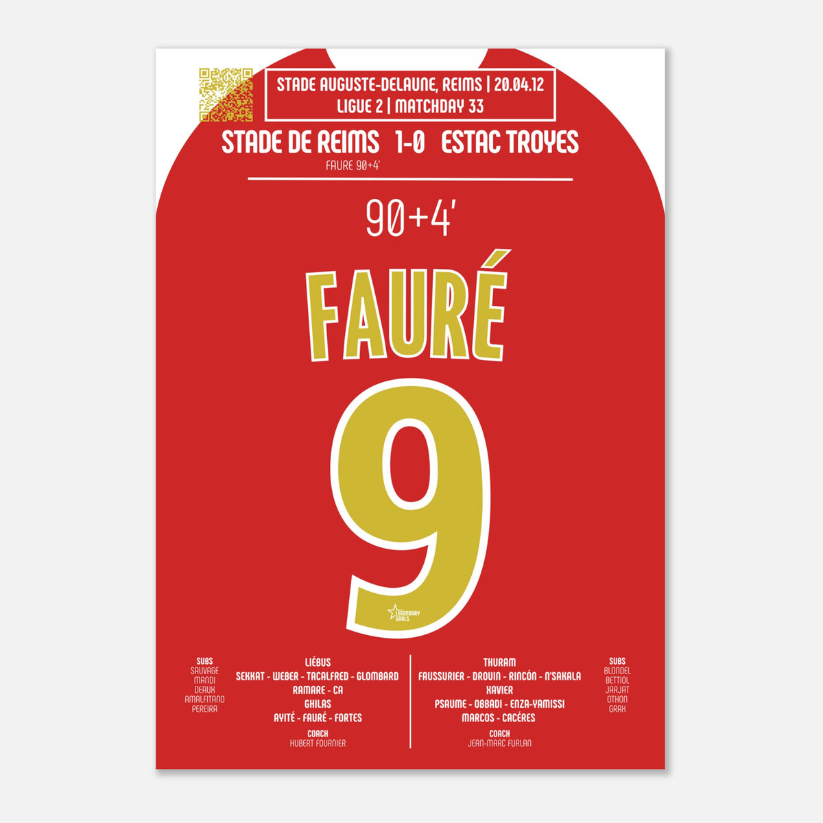 Cédric Fauré: But Iconique contre Troyes – Ligue 2 Avril 2012 - Poster / A4