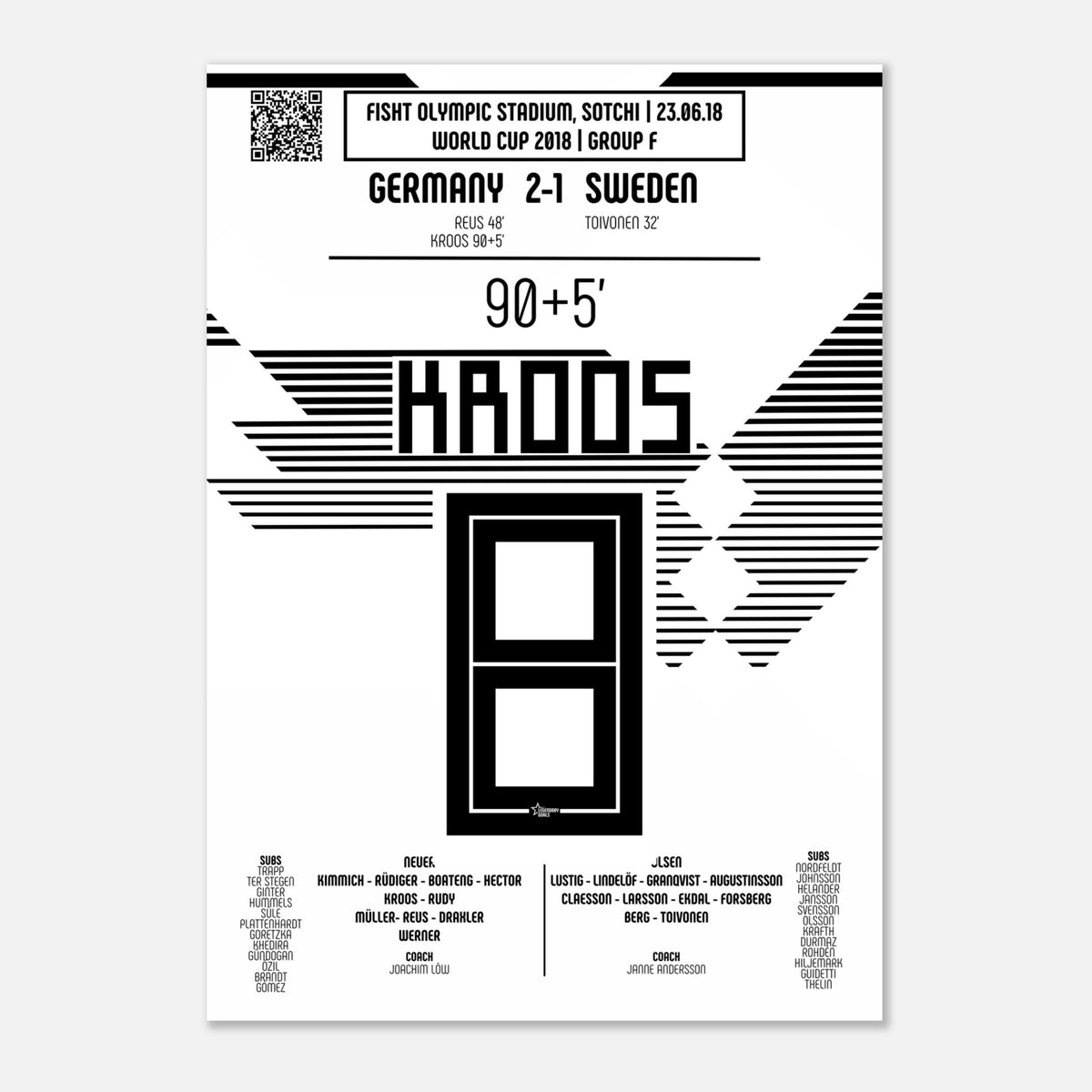 Toni Kroos: But Iconique contre la Suède – Coupe du Monde 2018 - Poster / A4