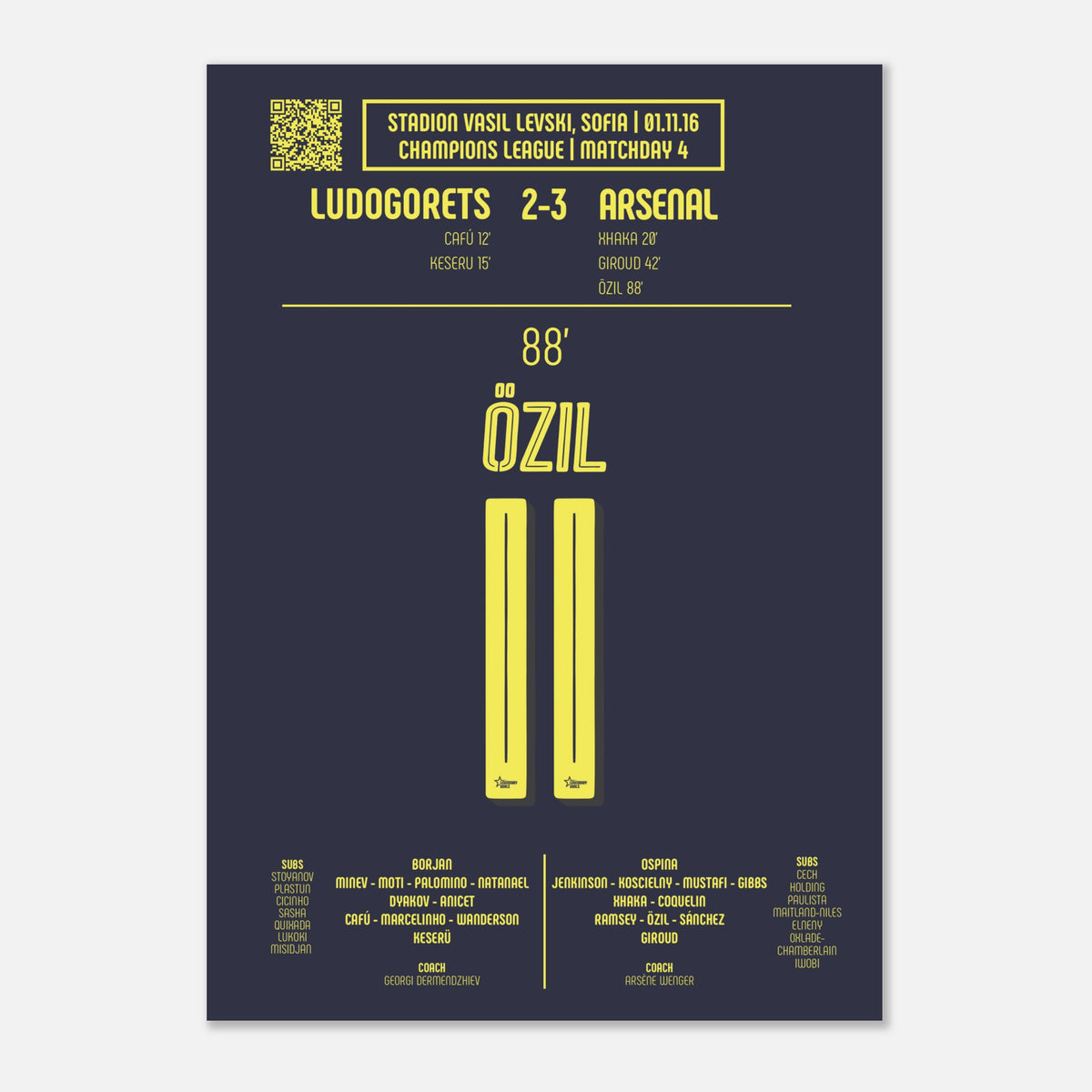 Mesut Özil: But emblématique contre Ludogorets – Ligue des champions 2016 - Poster / A4