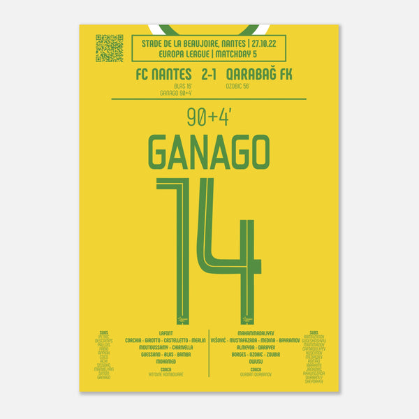 Ignatius Ganago: But Décisif contre Qarabağ – Ligue Europa 2022 - Poster / A4