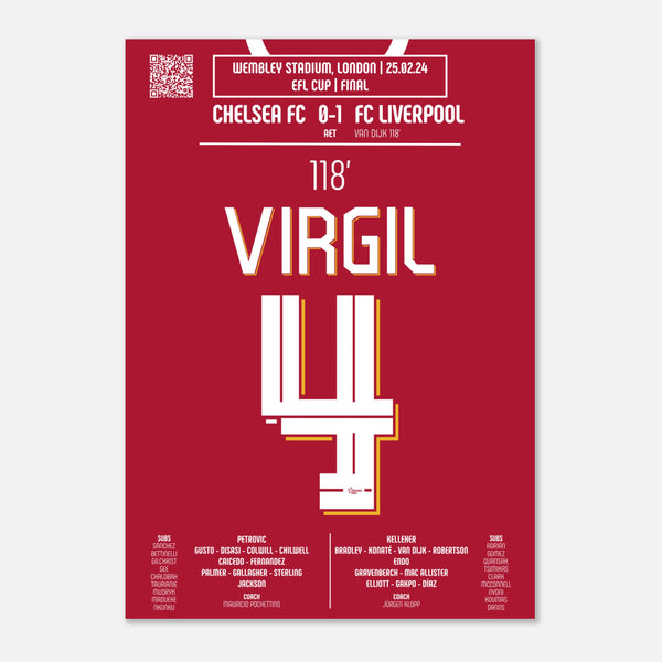 Virgil van Dijk: But Iconique en Finale de la Carabao Cup – 2024 - Poster / A4