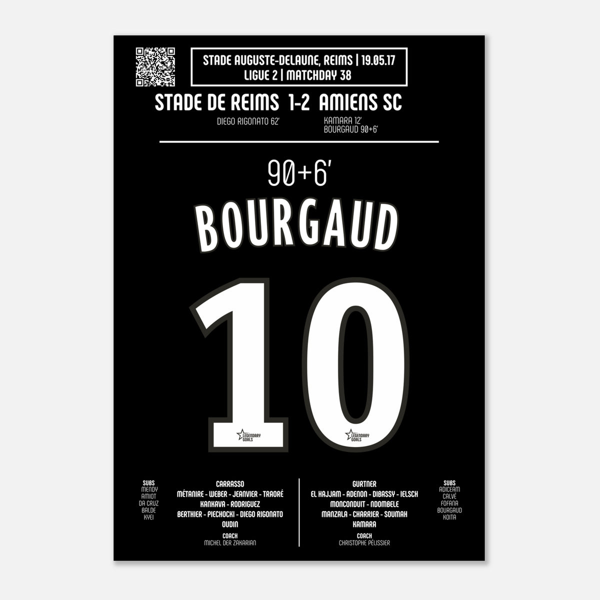 Emmanuel Bourgaud: But Héroïque contre Reims – Ligue 2 2017 - Poster / A4