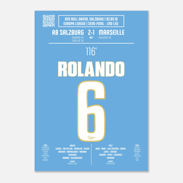 Rolando: But Décisif contre Salzbourg – Ligue Europa 2018 - Poster / A4