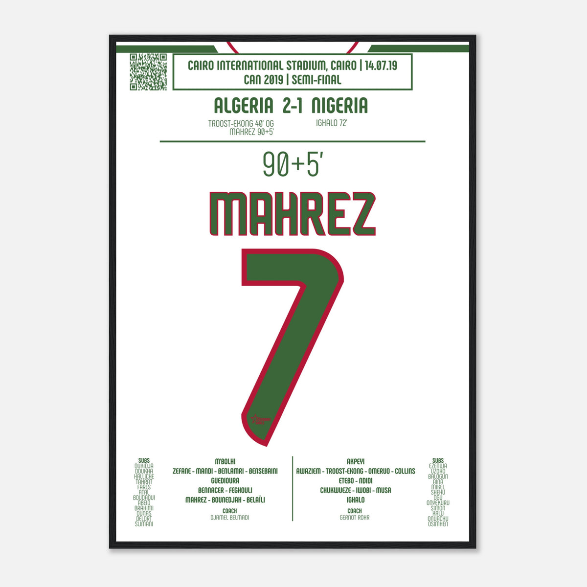 Poster de Riyad Mahrez: But Décisif contre le Nigeria – CAN 2019