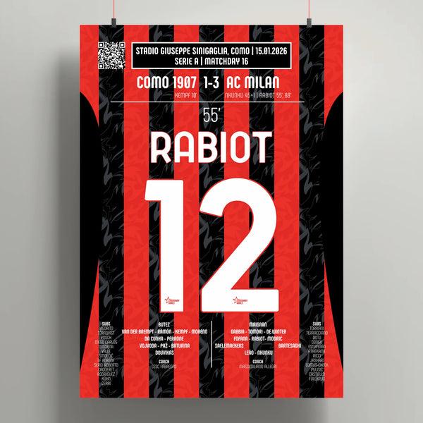 Poster du 1er but d’Adrien Rabiot – Como vs Milan 2026