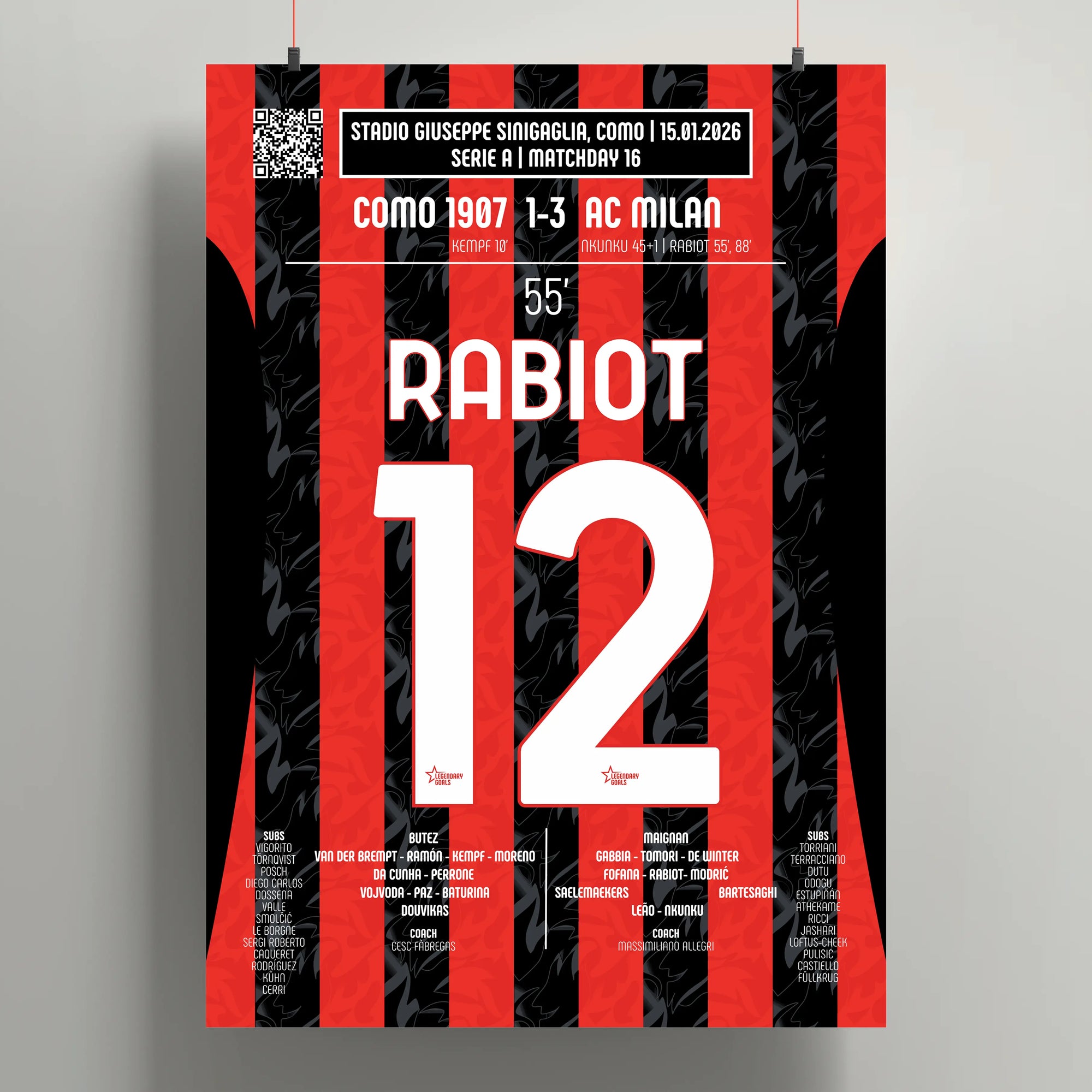 Poster du 1er but d’Adrien Rabiot – Como vs Milan 2026