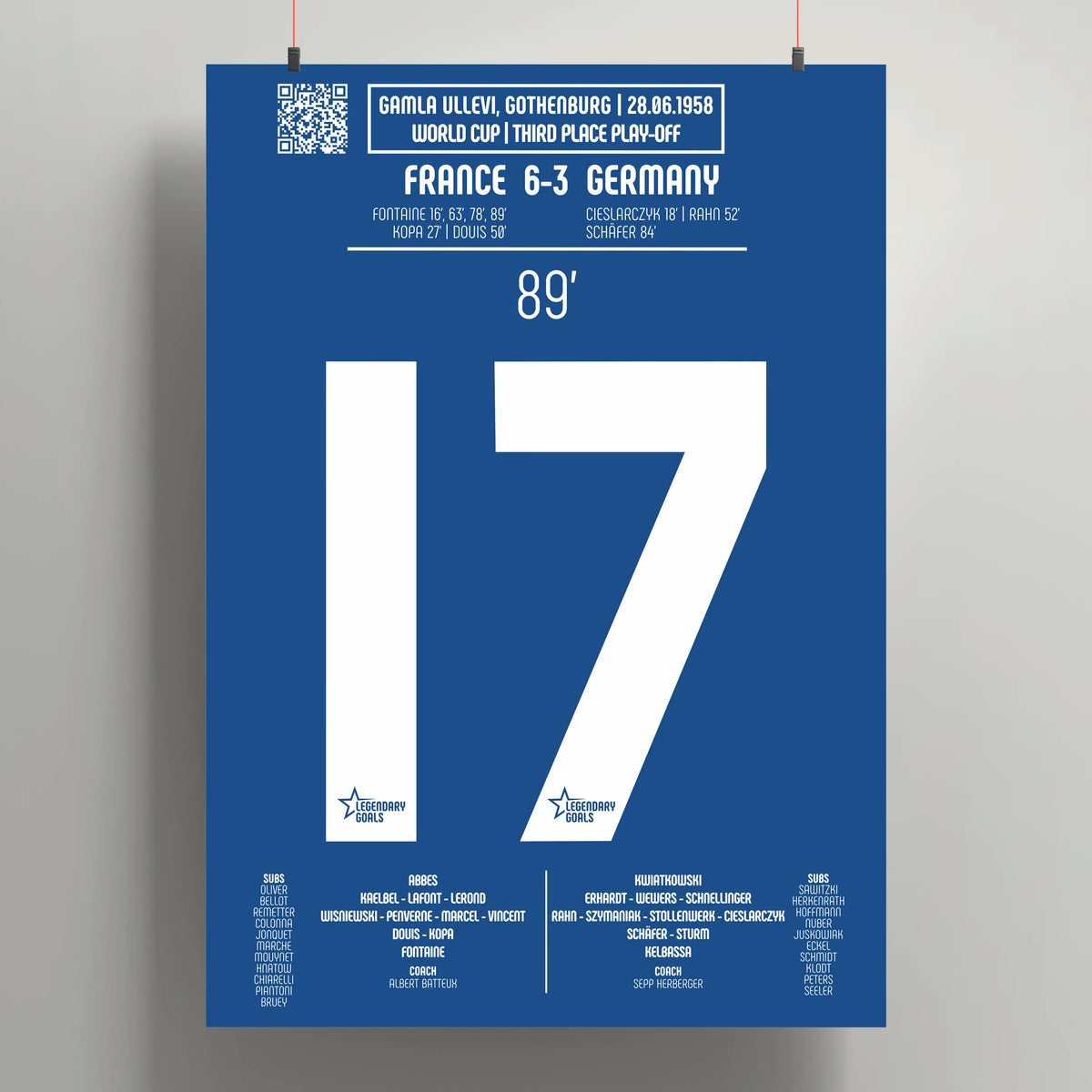 Poster du 4e but de Just Fontaine - France vs Allemagne de l’Ouest 1958