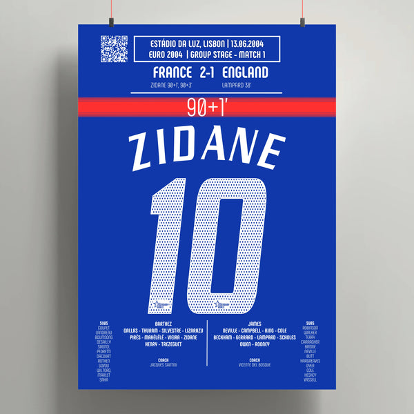 Poster du but de Zinedine Zidane - France vs Angleterre 2004