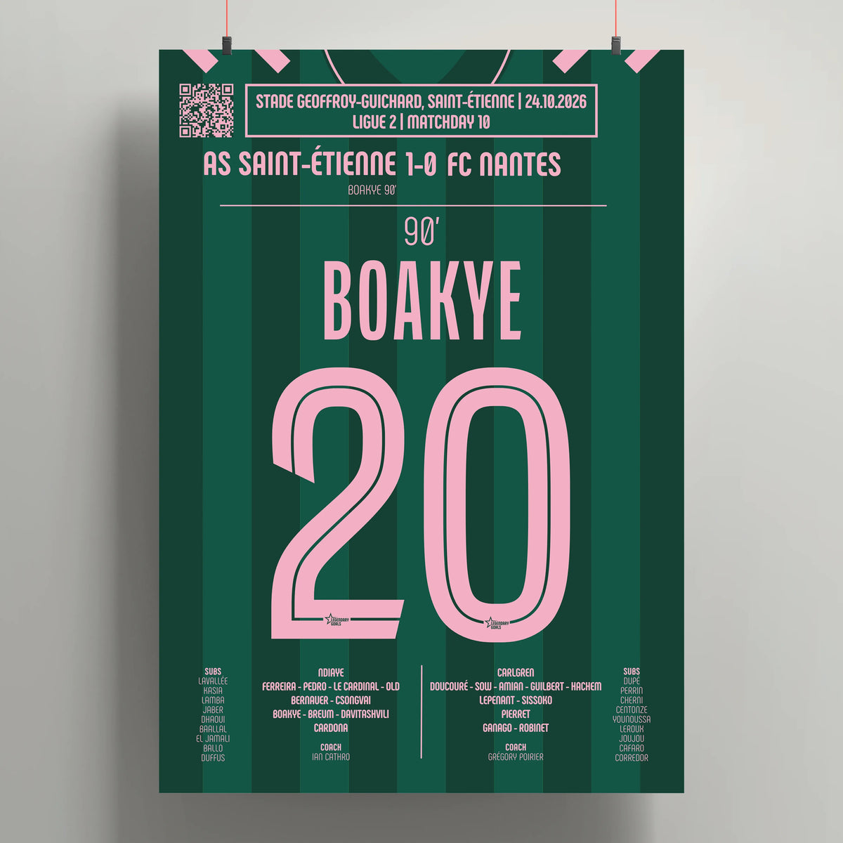 Poster du but d’Augustine Boakye – Saint-Étienne vs Nantes 2026