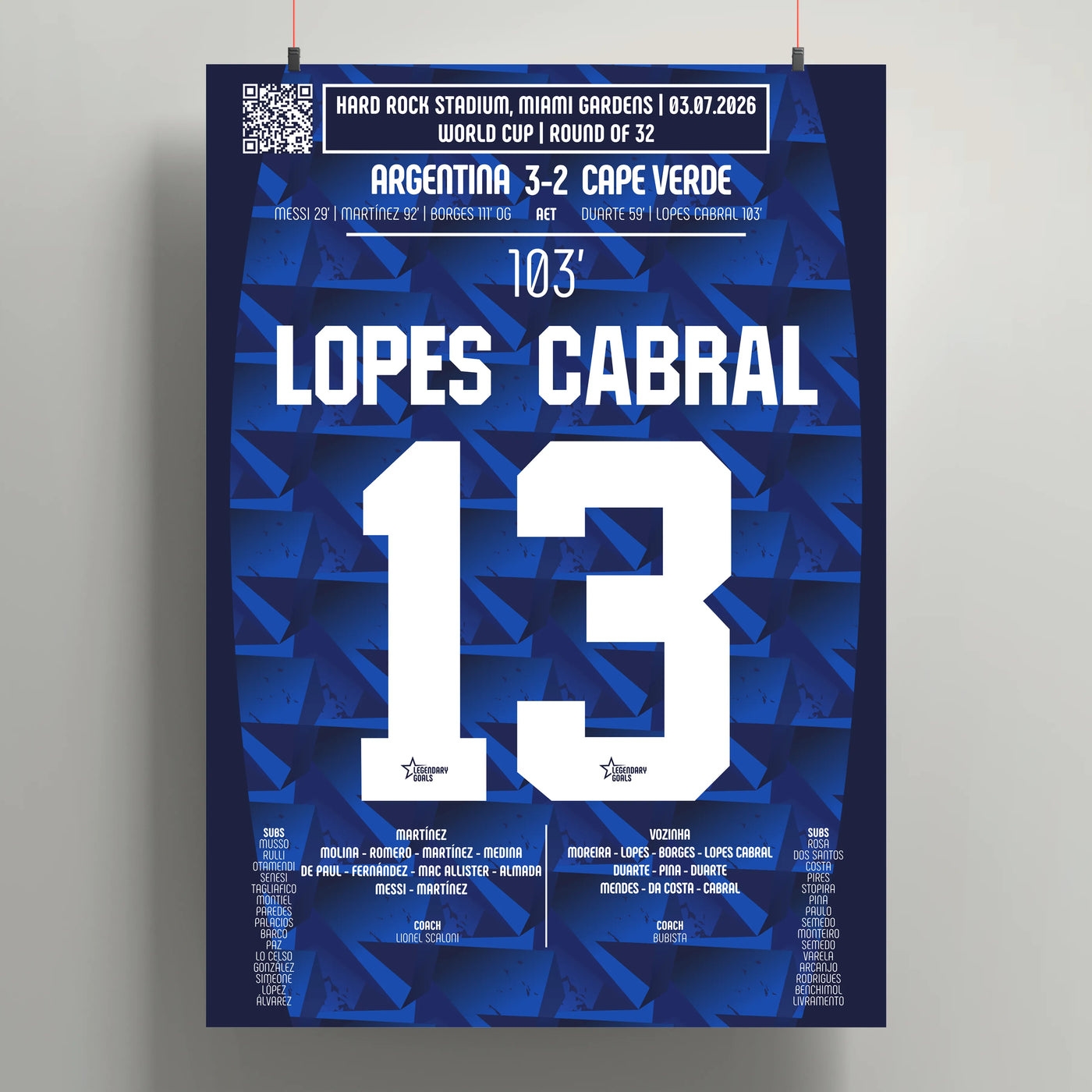 Póster del gol de Sidny Lopes Cabral – Argentina vs Cabo Verde 2026