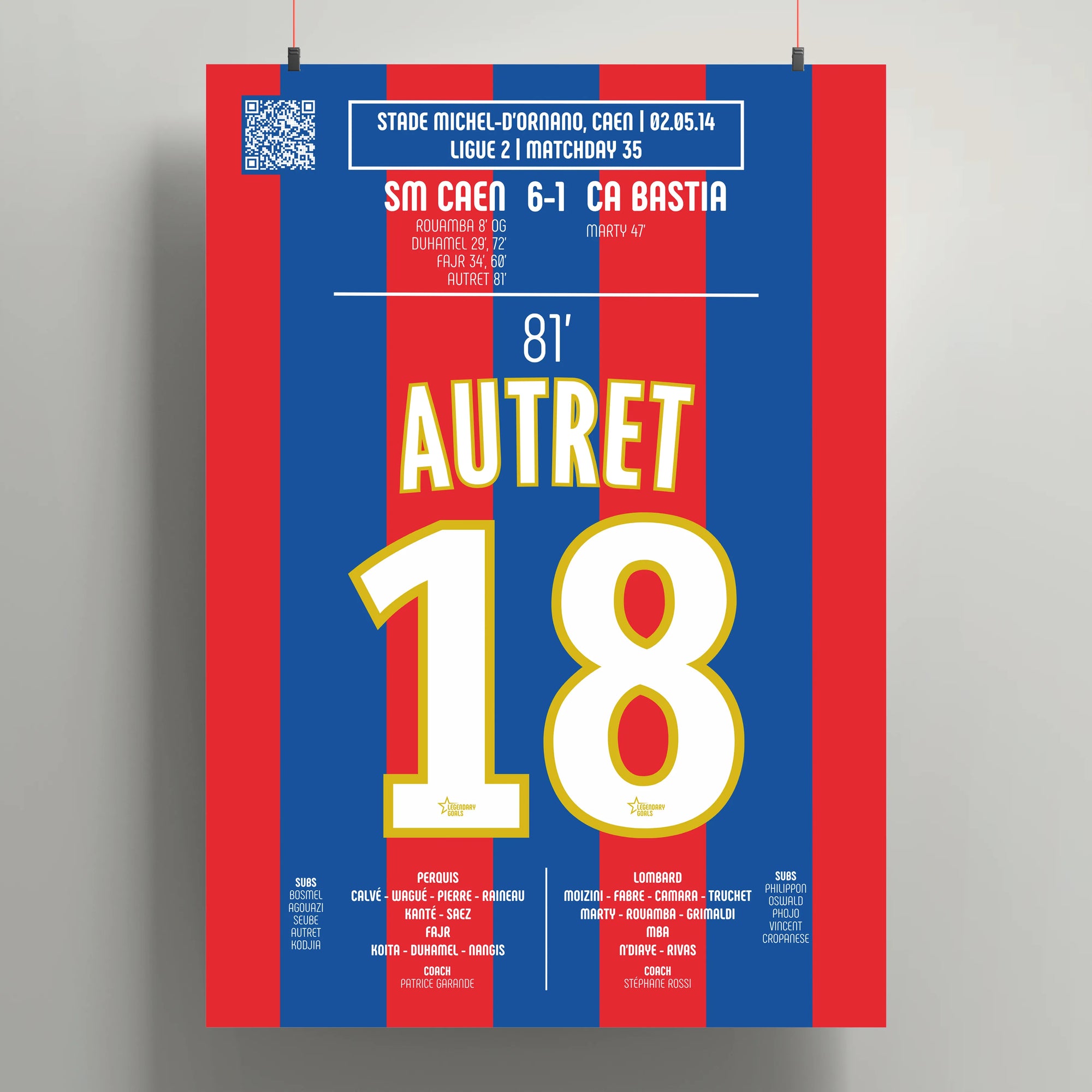Poster du but de Mathias Autret - Caen vs Bastia 2014