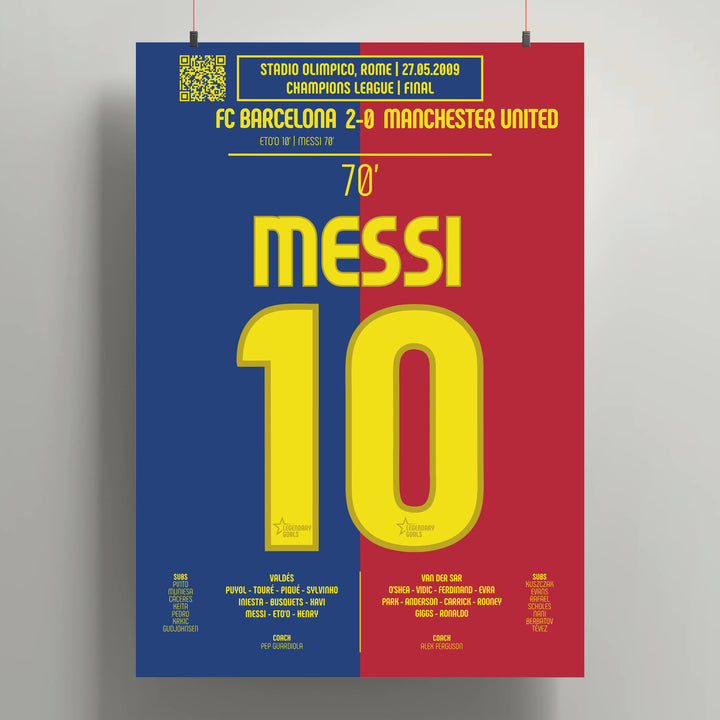 Poster du but de Lionel Messi – Barcelone vs Manchester United 2009