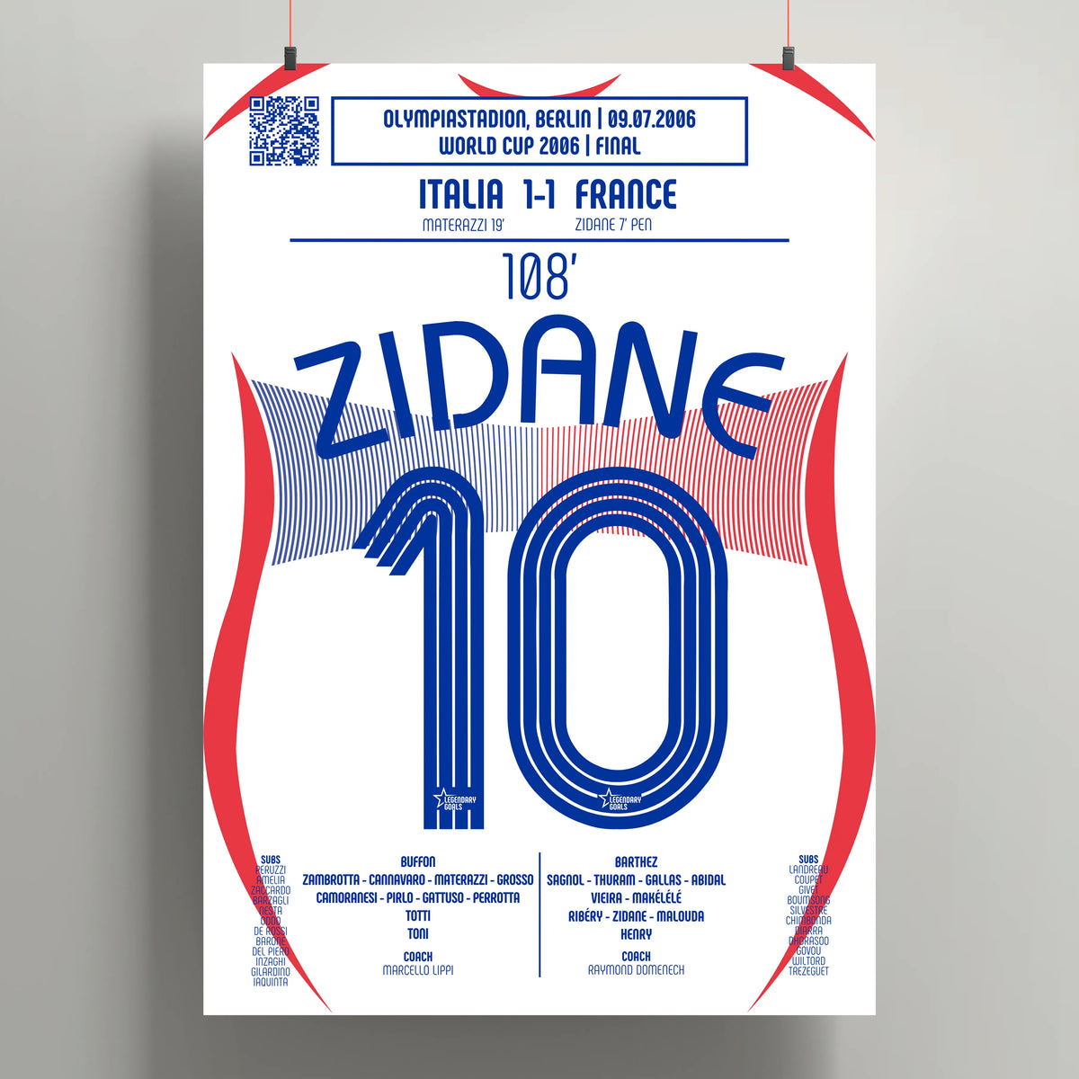 Poster du coup de tête de Zinedine Zidane - France vs Italie 2006