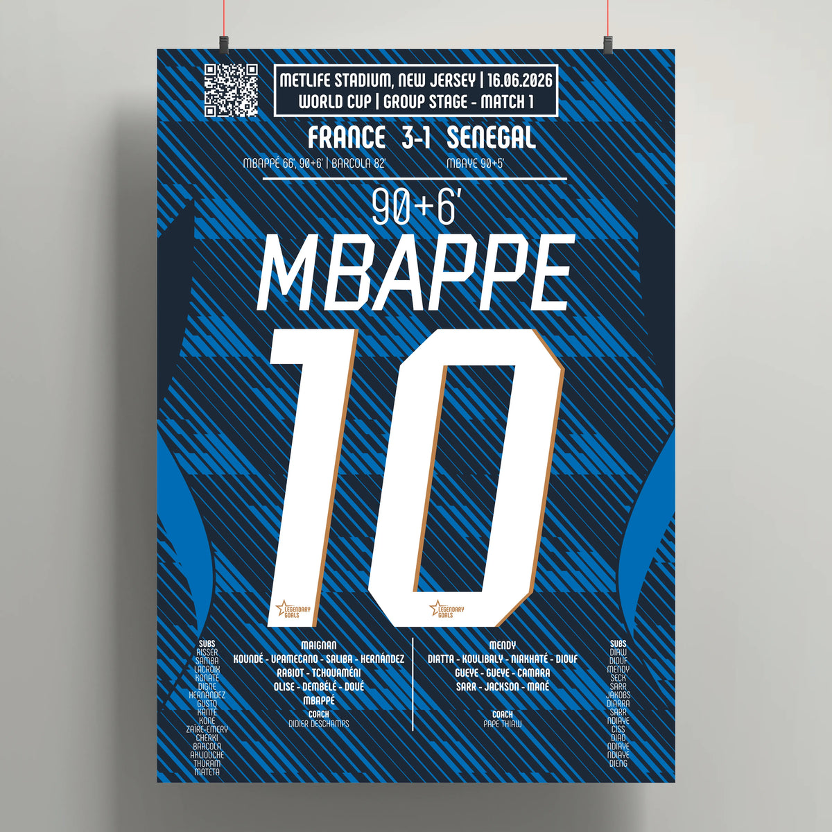 Poster du 2e but de Kylian Mbappé - France vs Sénégal 2026