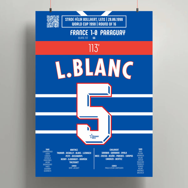 Poster du but de Laurent Blanc - France vs Paraguay 1998