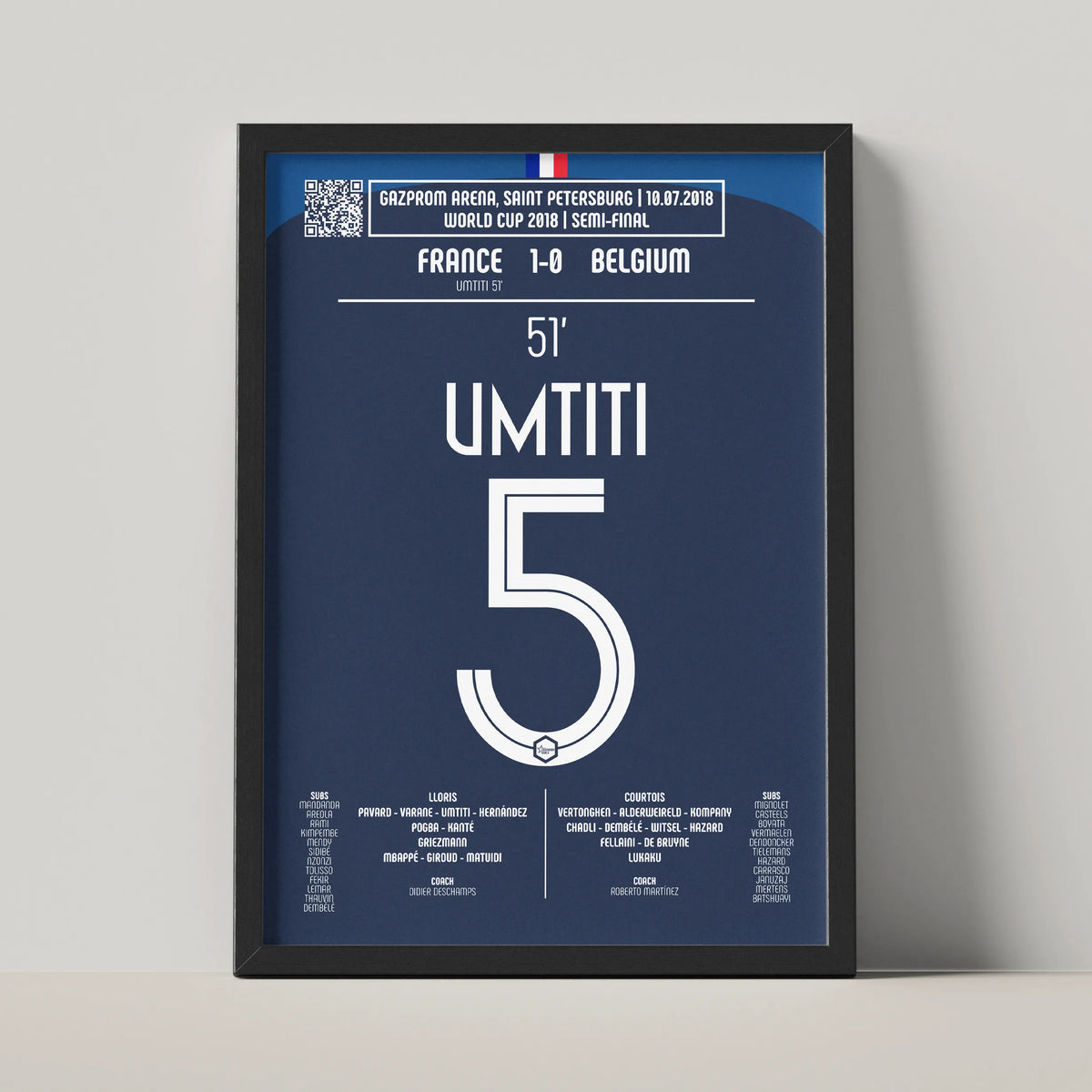 Poster du but de Samuel Umtiti - France vs Belgique 2018