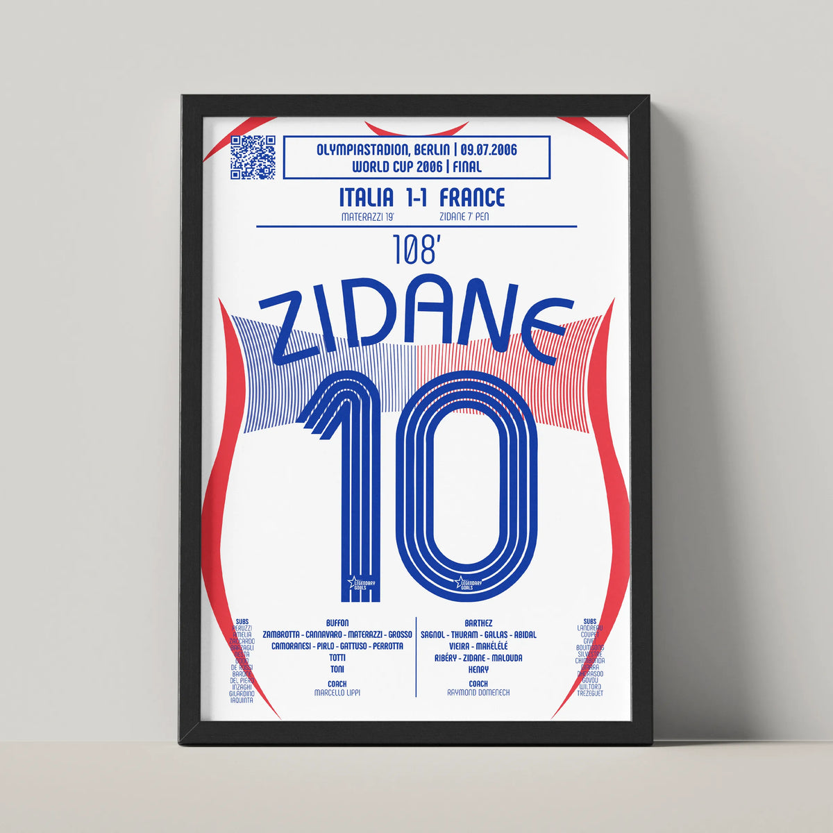 Poster du coup de tête de Zinedine Zidane - France vs Italie 2006