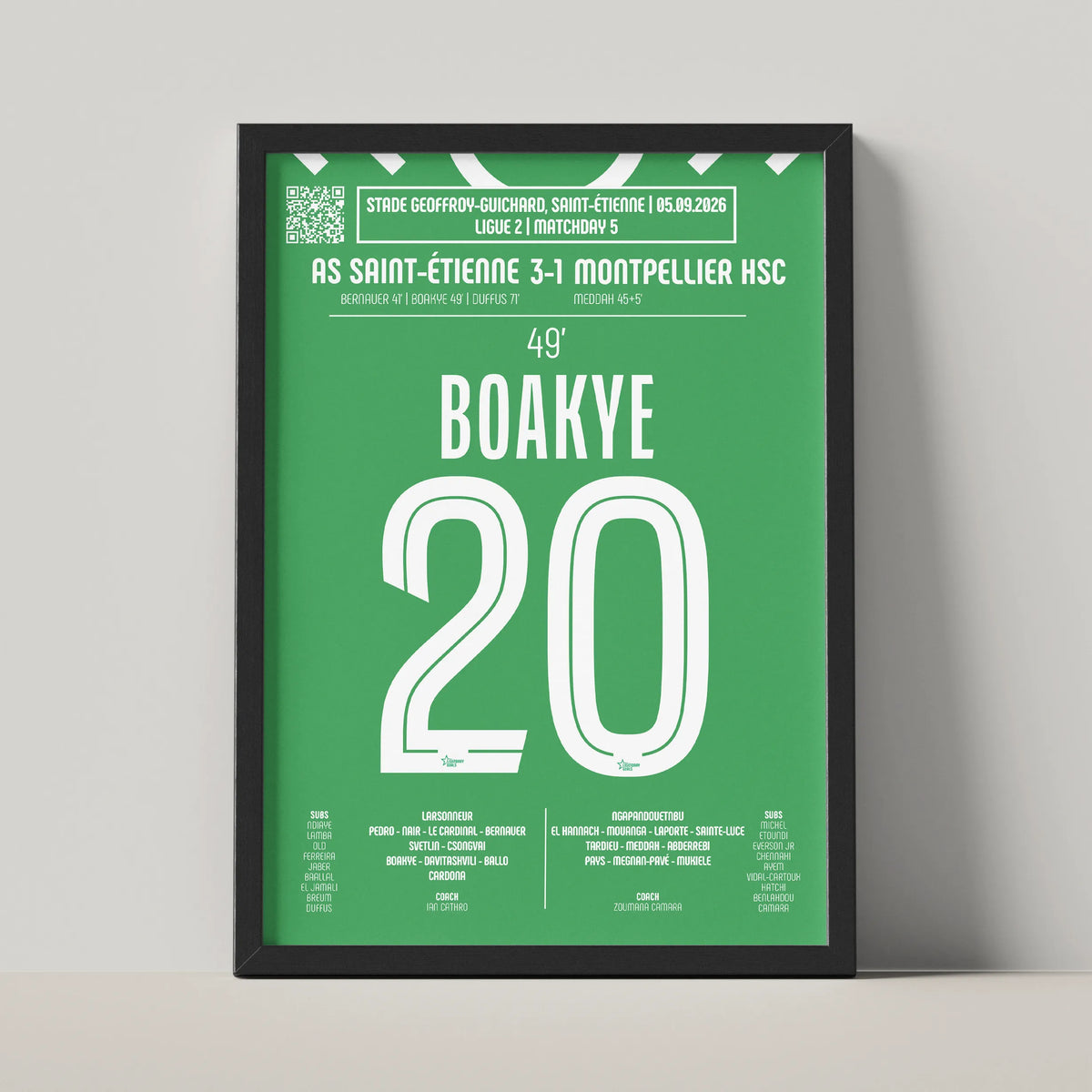 Poster du but d’Augustine Boakye – Saint-Étienne vs Montpellier 2026