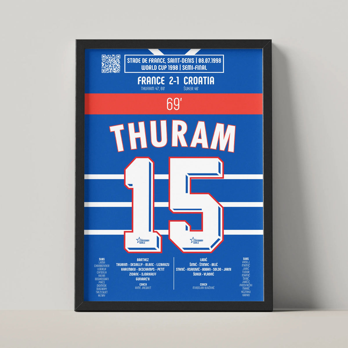 Poster du 2e but de Lilian Thuram - France vs Croatie 1998