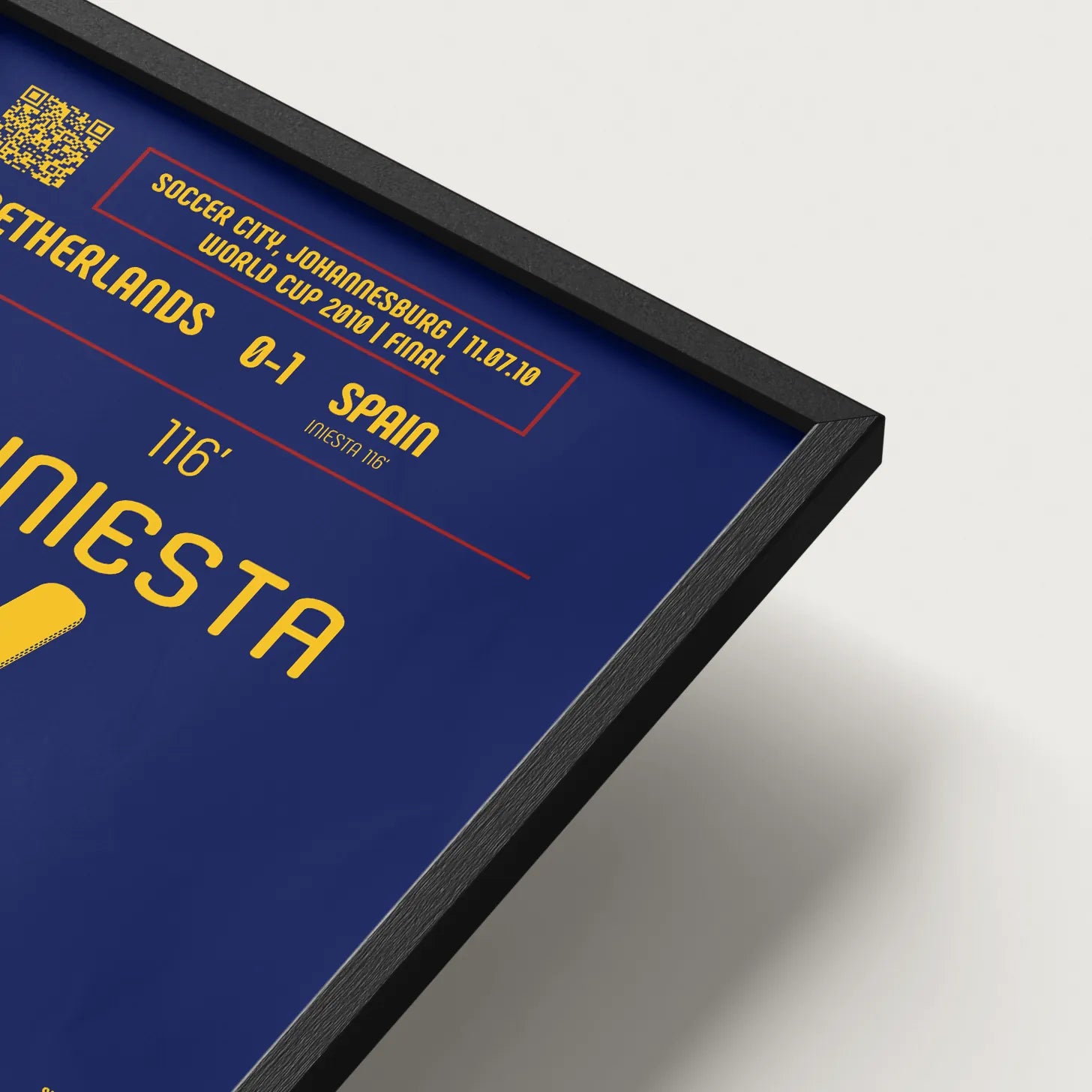 Detalle del póster de Andrés Iniesta en la final del Mundial 2010