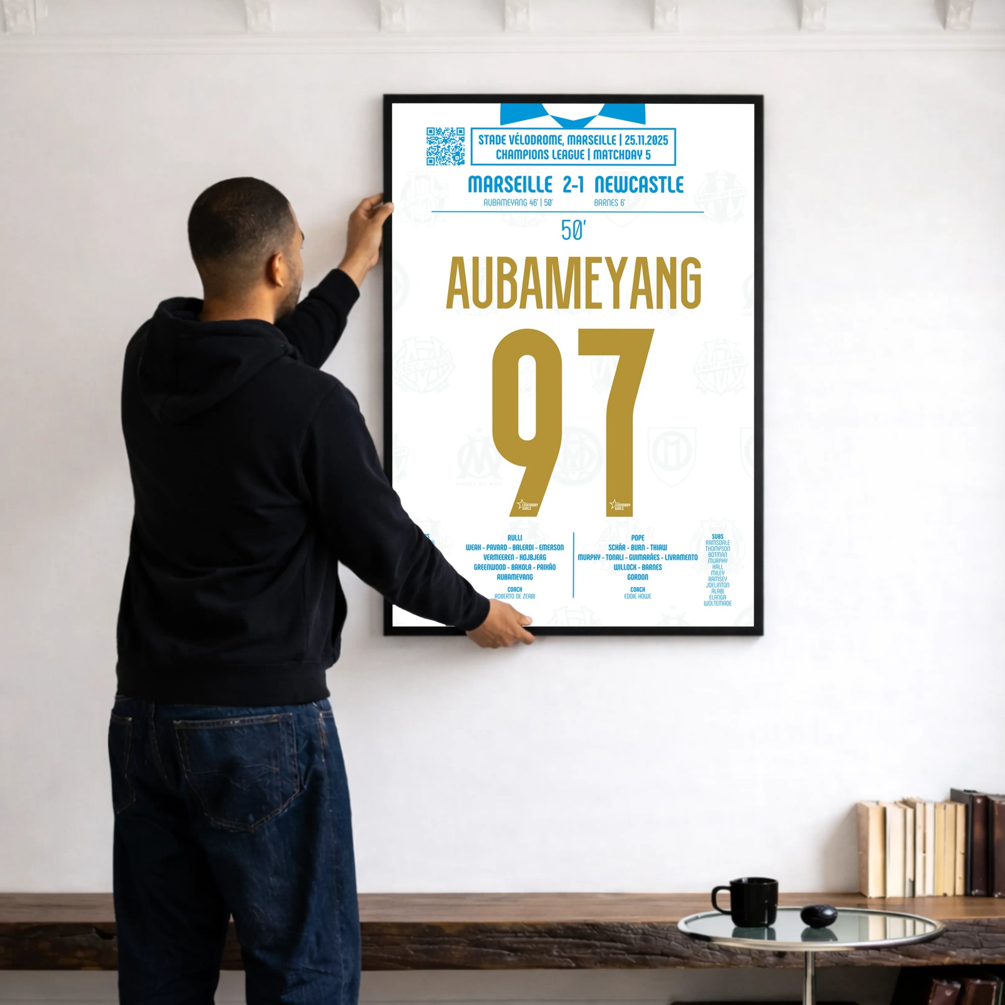 Poster du 2e but de Pierre-Emerick Aubameyang - OM vs Newcastle 2025