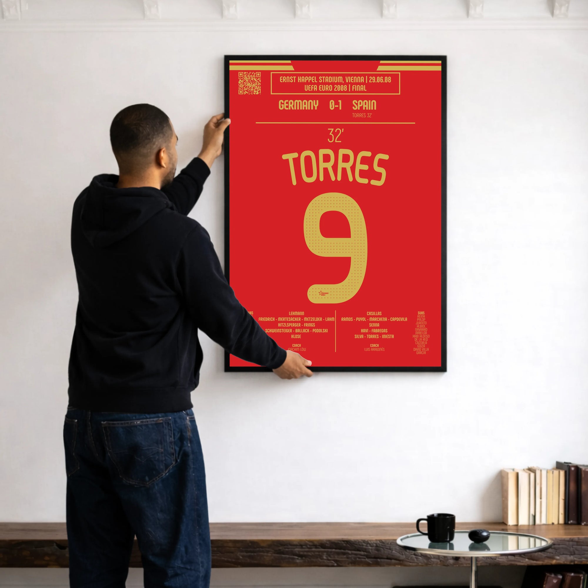 Póster enmarcado de Fernando Torres 2008 en una pared