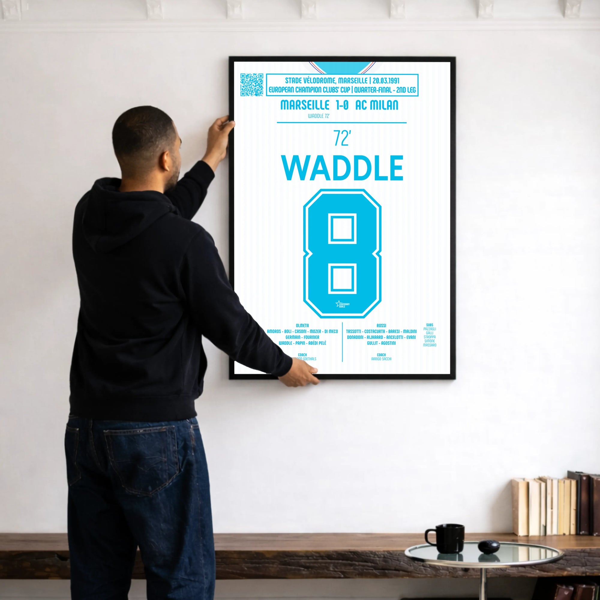 Poster du but de Chris Waddle - OM vs Milan 1991