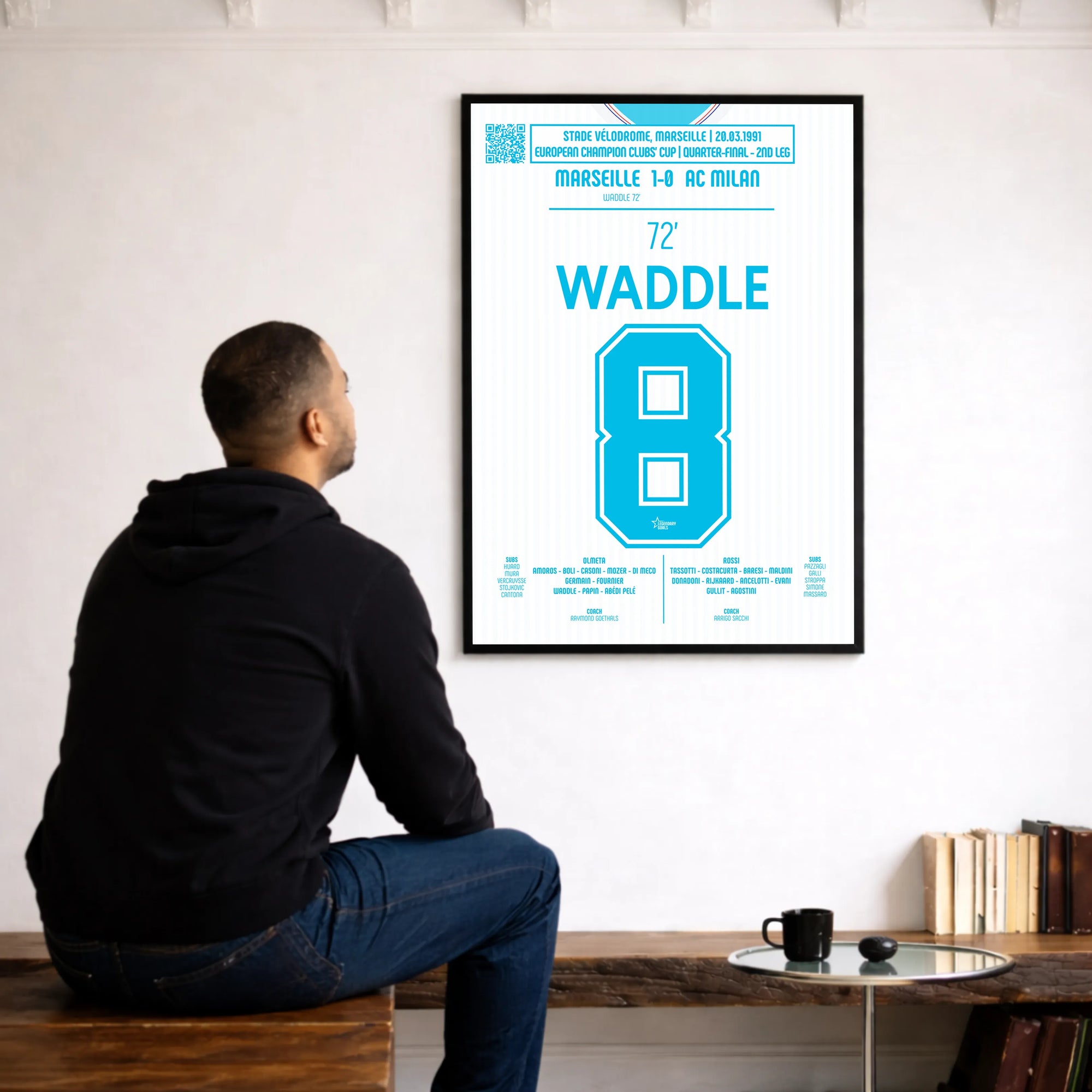Poster du but de Chris Waddle - OM vs Milan 1991