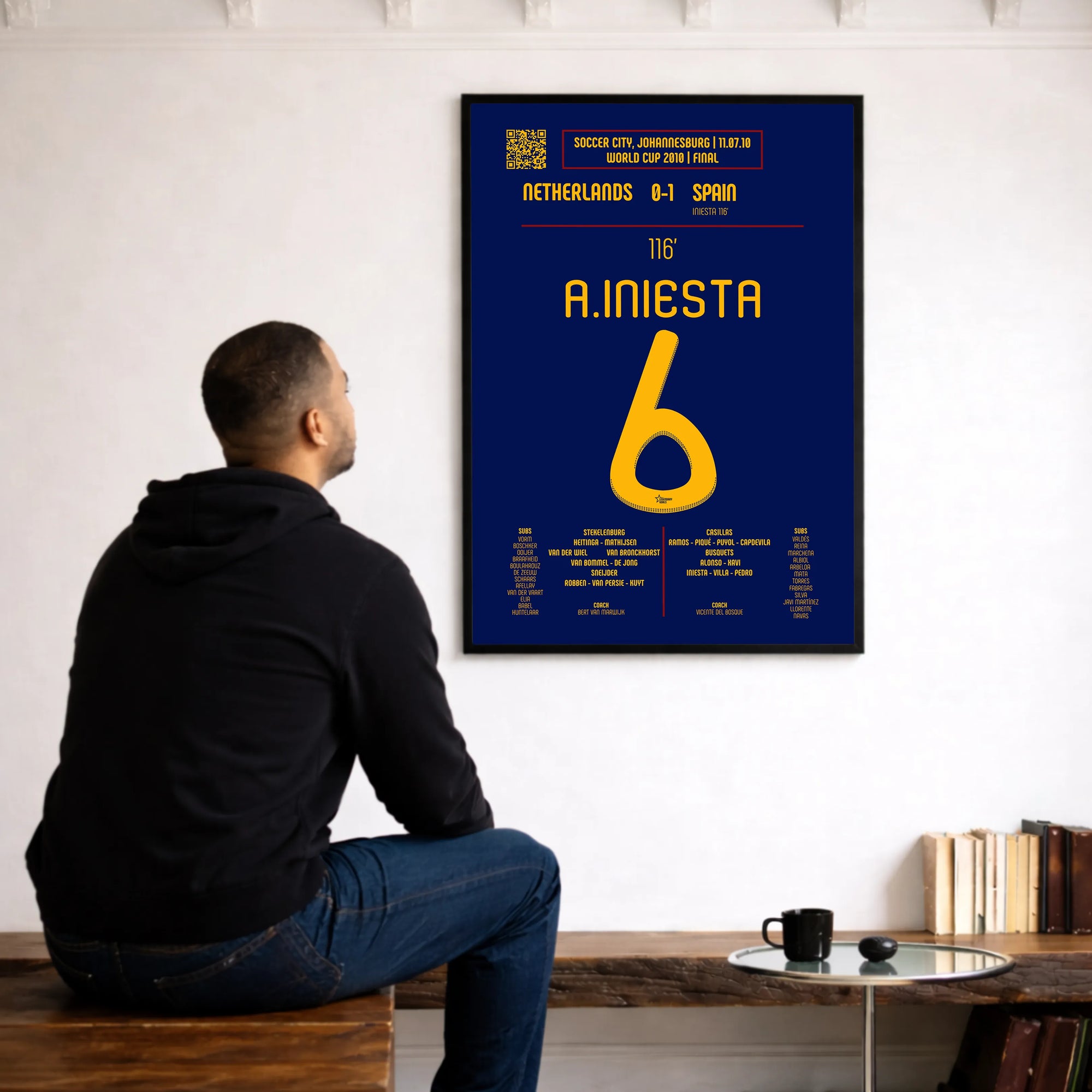 Póster de Andrés Iniesta 2010 en una decoración interior