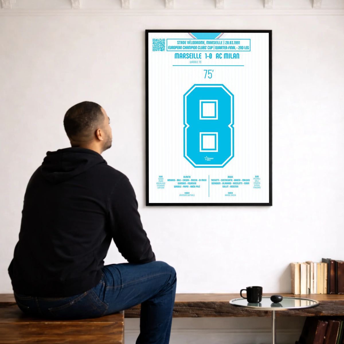 Poster du but de Chris Waddle - OM vs Milan 1991