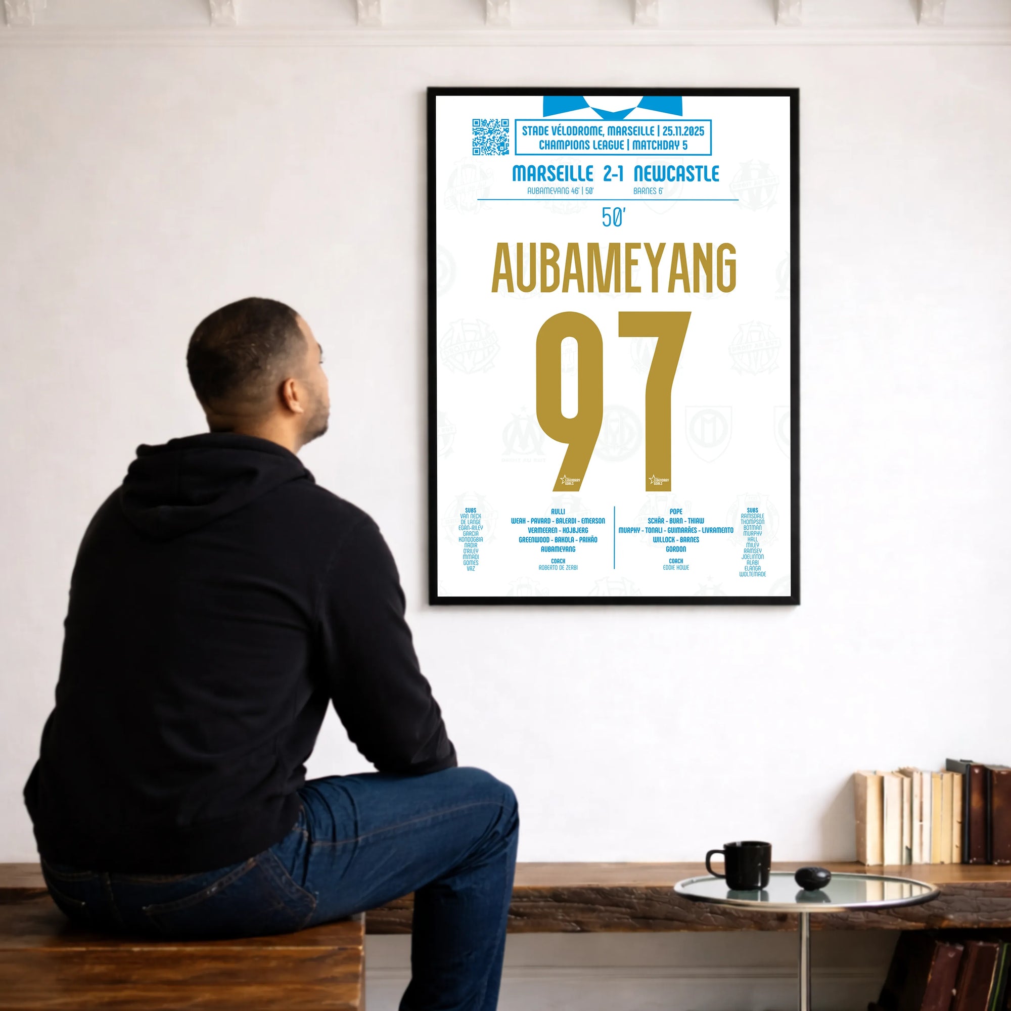 Poster du 2e but de Pierre-Emerick Aubameyang - OM vs Newcastle 2025