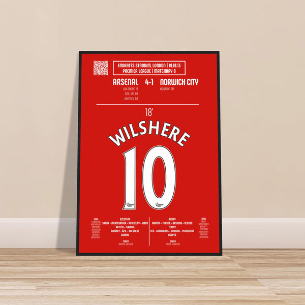 Jack Wilshere: But emblématique contre Norwich – Premier League 2013 - Wooden-framed poster / A4