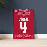 Virgil van Dijk: But Iconique en Finale de la Carabao Cup – 2024 - Poster avec cadre en bois noir / A4