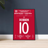 Arjen Robben: But emblématique contre Dortmund – Finale de la Ligue des champions 2013 - Poster encadré en bois noir