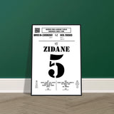 Zinedine Zidane: But emblématique de la finale de la Ligue des champions – 2002 - Poster encadré en bois noir / A4