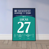 Lucas Moura: But emblématique contre l’Ajax – Ligue des champions 2019 - Poster encadré en bois noir / A4