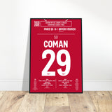 Kingsley Coman: But Iconique en Finale de Ligue des Champions – 2020 - Poster avec cadre en bois noir / A4