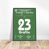 Grafite: But emblématique contre le Bayern Munich – Bundesliga 2009 - Poster encadré en bois noir / A4
