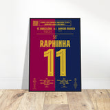 Raphinha: But Iconique contre le Bayern Munich – Ligue des Champions 2024 - Poster avec cadre en bois noir / A4